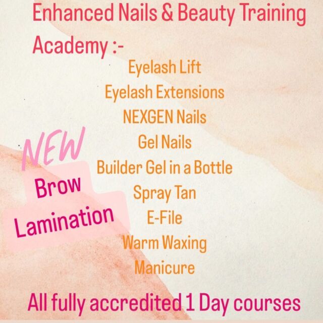 ENHANCED NAILS & BEAUTY TRAINING ACADEMY , your one stop Shop for all your beauty training , all courses a accredited by ABT . Our 1 day beauty courses can be the perfect addition to your current treatments or the place to start your new career . check out our website www.enhancednailsandbeauty.co.uk
#beautyacademy #newcareer #beautyeducation #kingslynn #beauty #nails #lashes #brows #tanning #efilemanicure